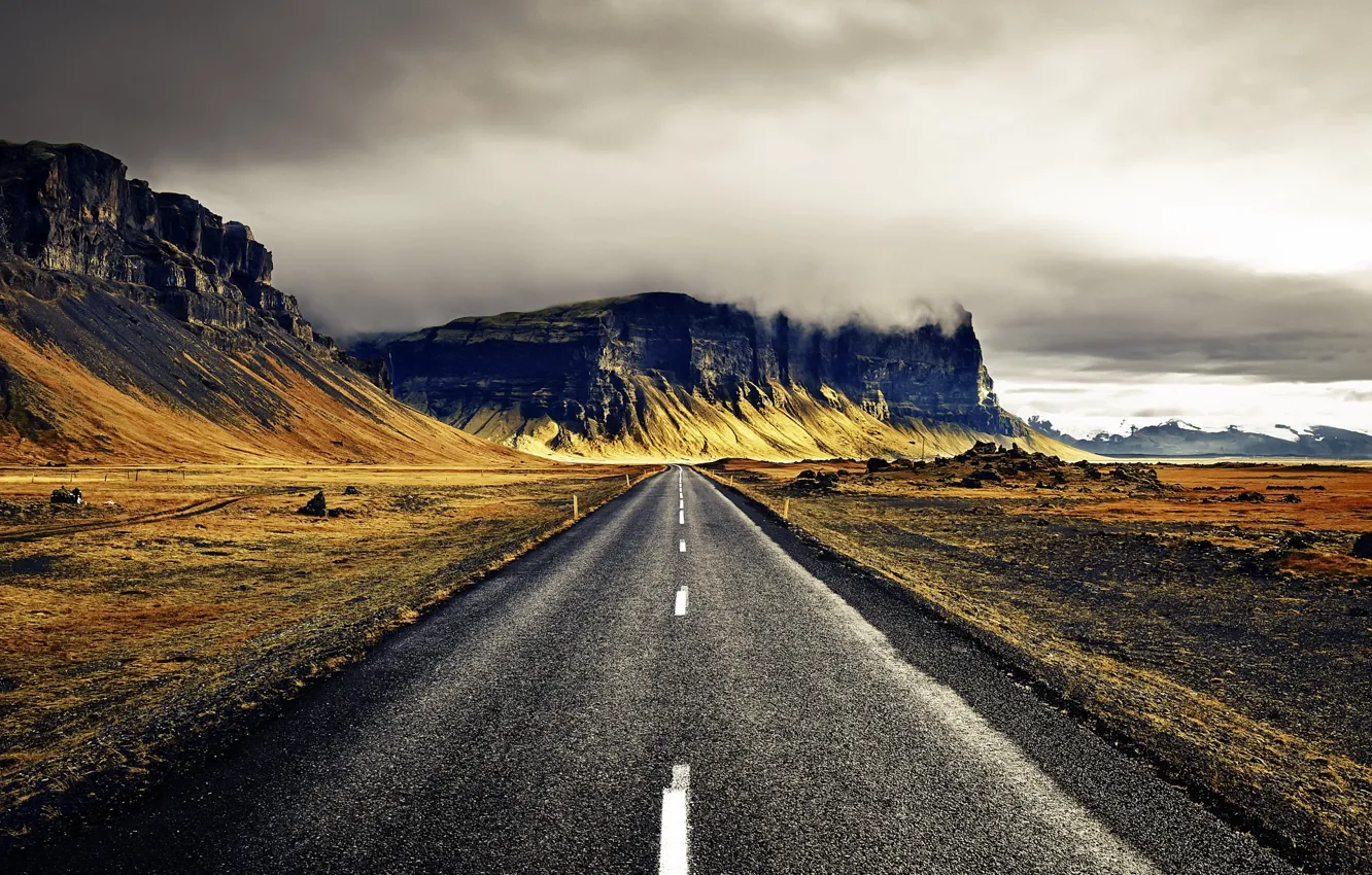Фото обои дорога, горы, Iceland