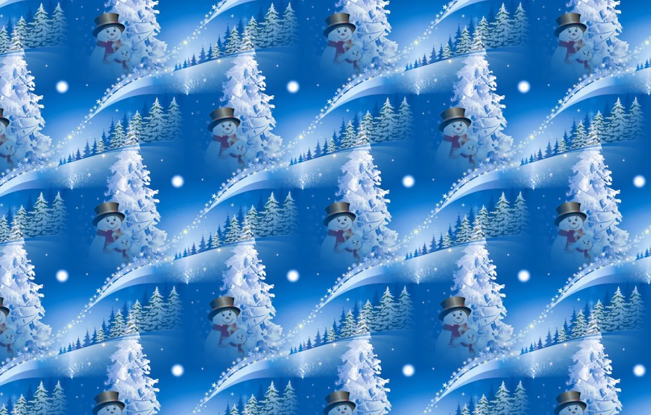 Фото обои фон, праздник, текстура, Новый год, снеговик, ёлочка