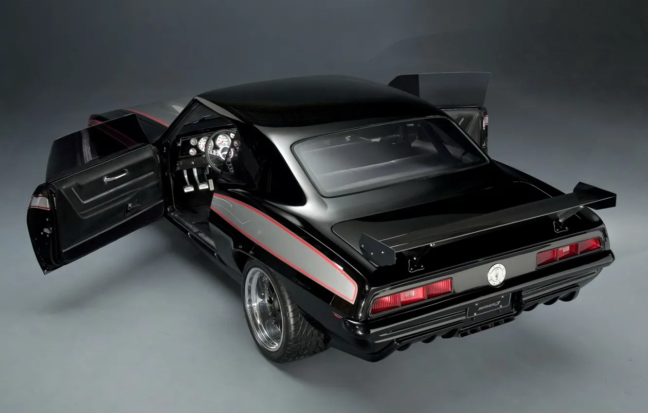Фото обои фон, чёрный, тюнинг, купе, 1969, Камаро, Шевроле, Camaro