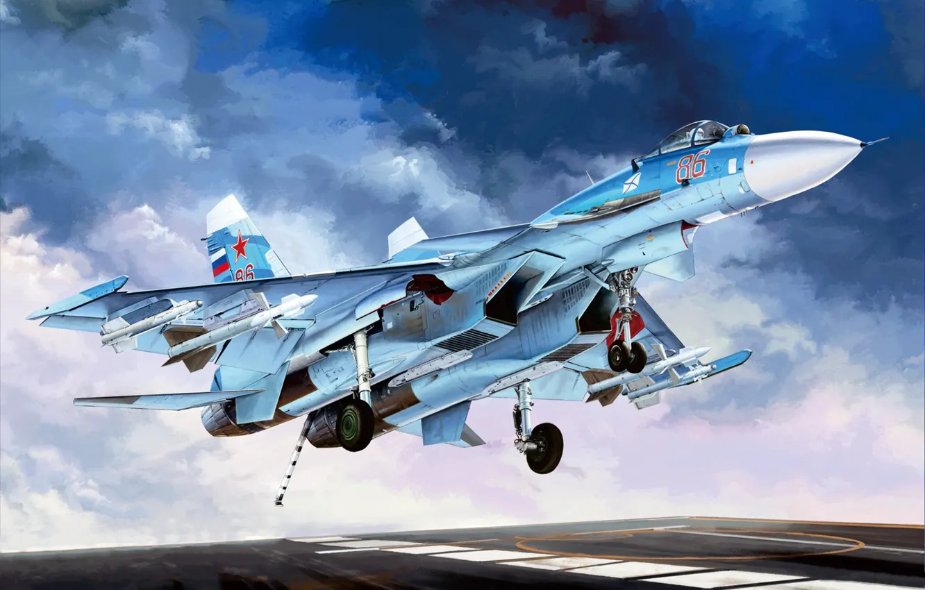 Фото обои Россия, Су-33, ВМФ России, Палубный истребитель, Палубная авиация