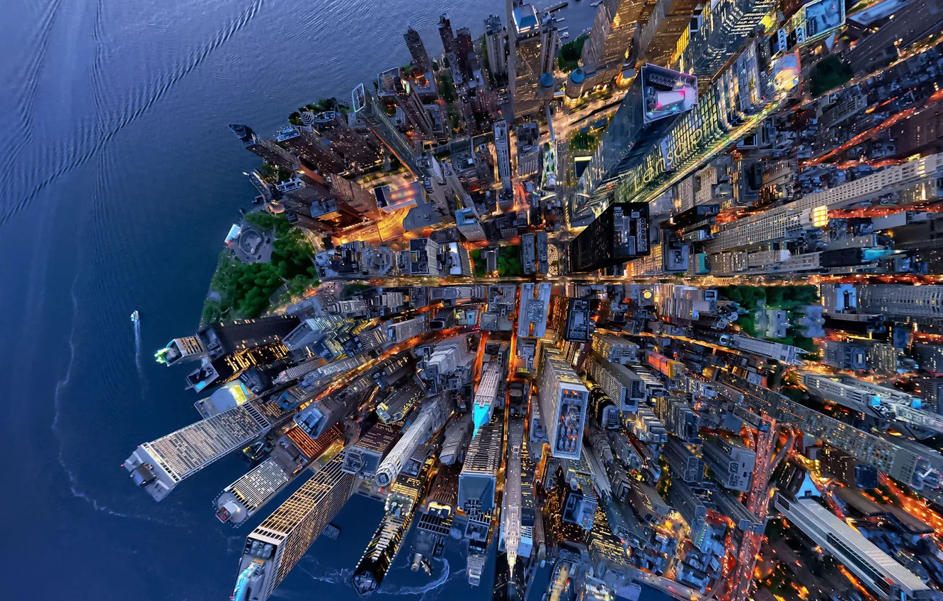 Фото обои город, США, вид сверху, Нью - Йорк