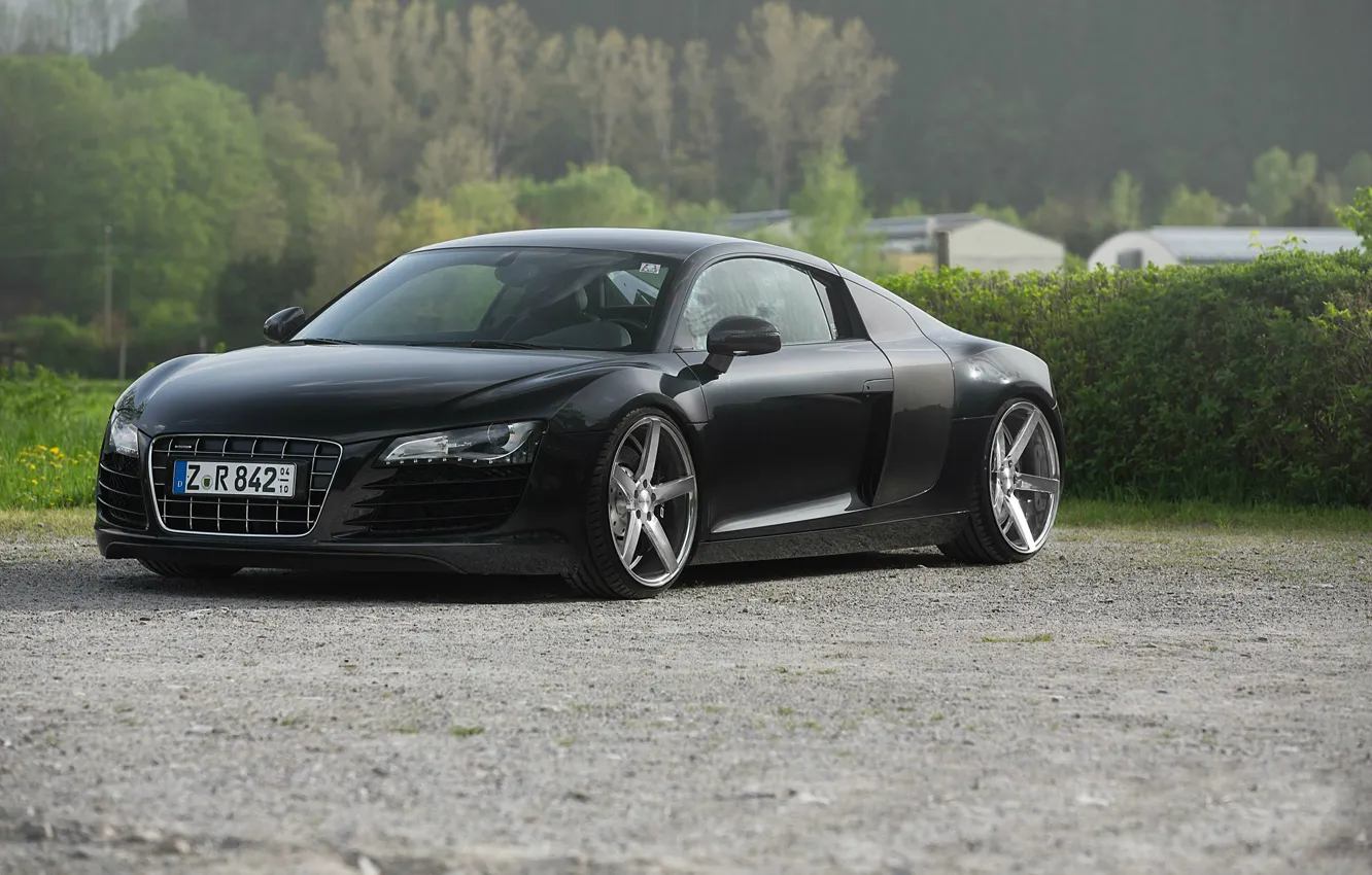 Фото обои audi r8, СПОРТКАР, ЧЁРНЫЙ