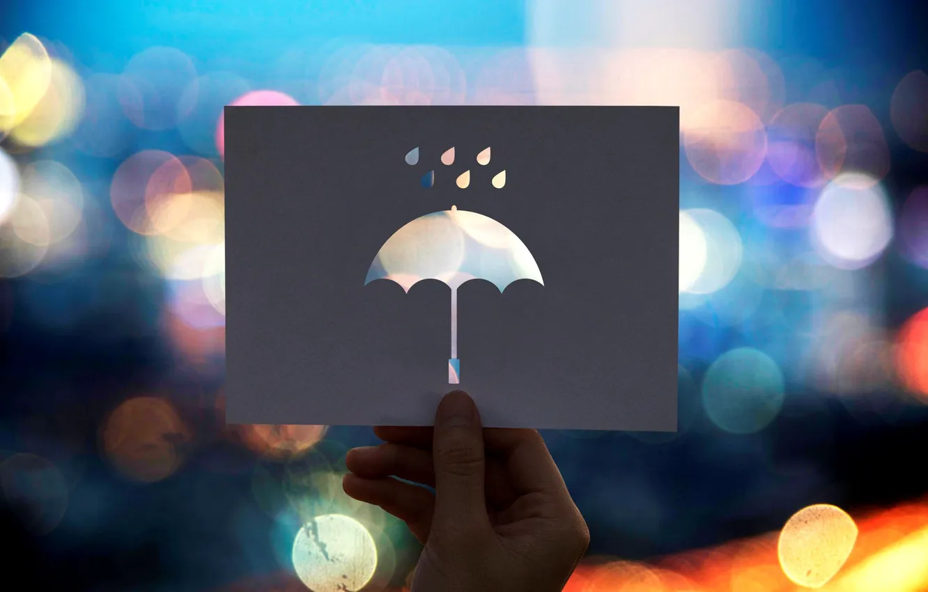 Фото обои зонт, карточка, боке