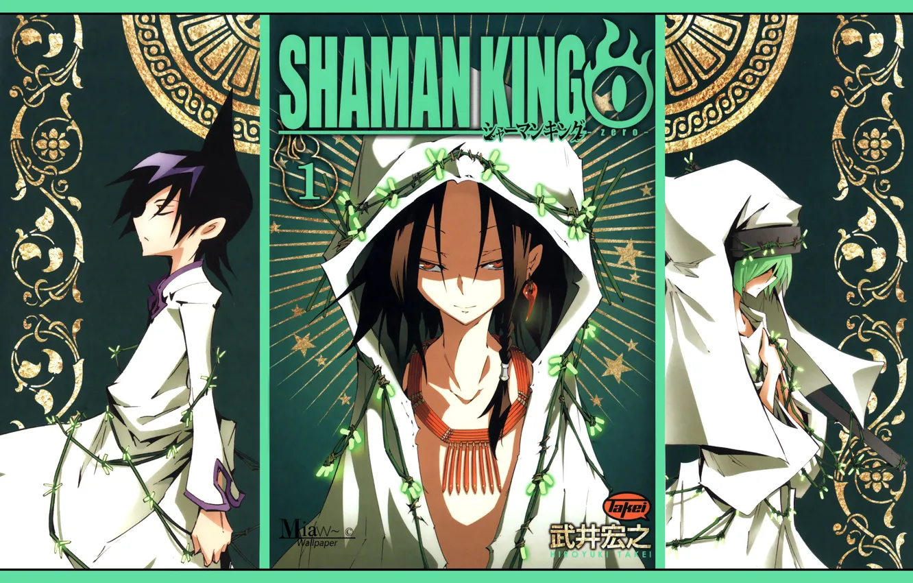 Фото обои коллаж, персонажи, Shaman king, Король шаманов