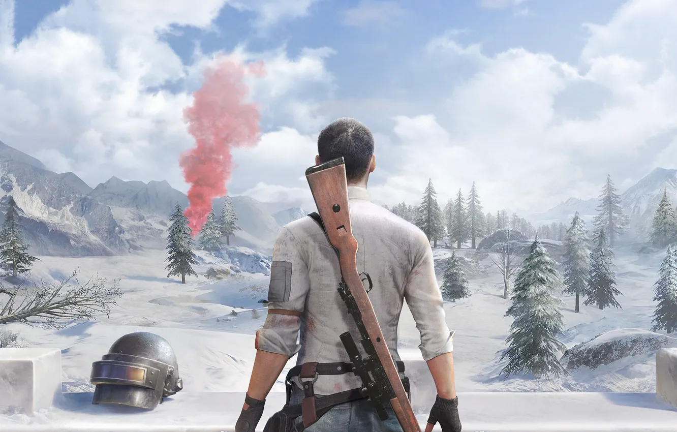 Фото обои снег, солдат, шлем, парень, PlayerUnknown's Battlegrounds