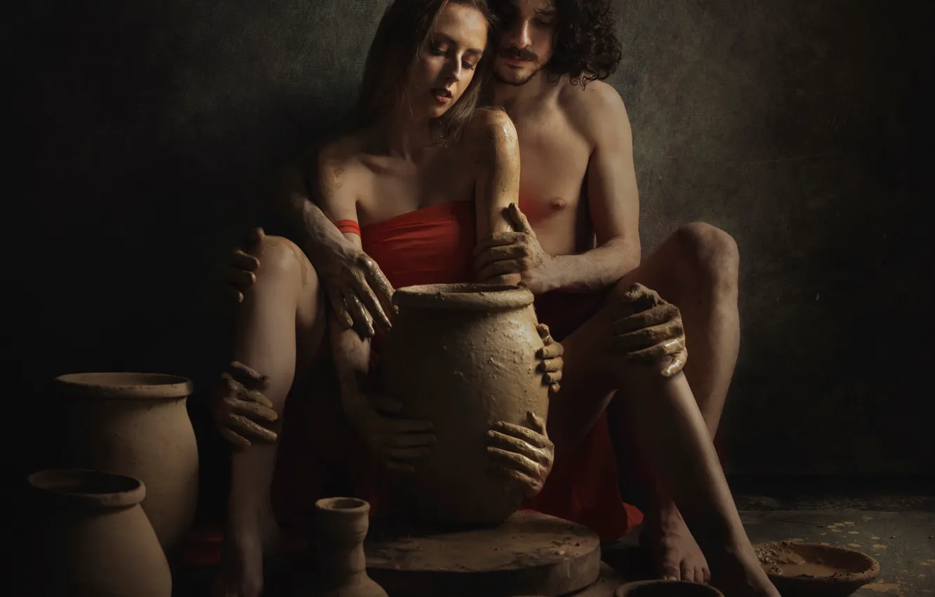 Фото обои девушка, руки, глина, лепка, гончар, Marco Redaelli