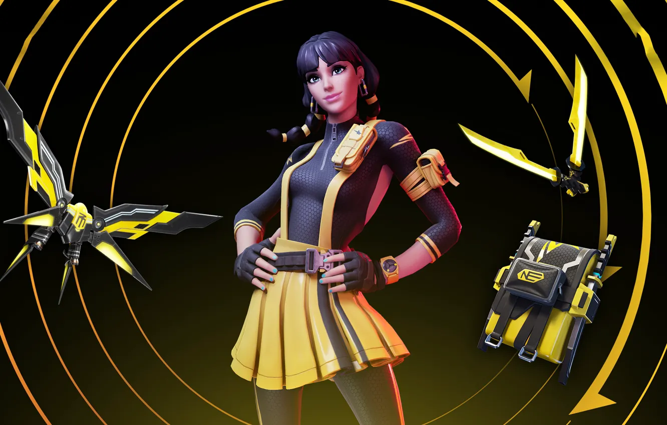Фото обои девушка, круги, Fortnite