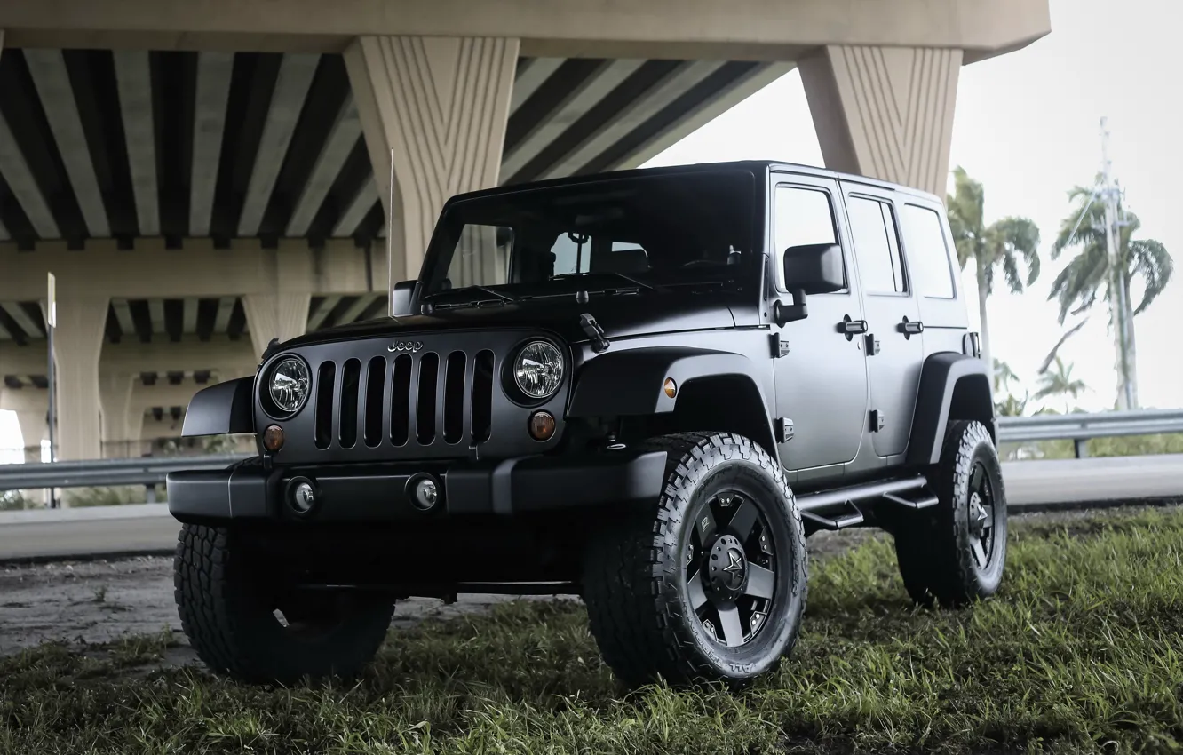 Фото обои Black, Matte, Wrangler, Jeep