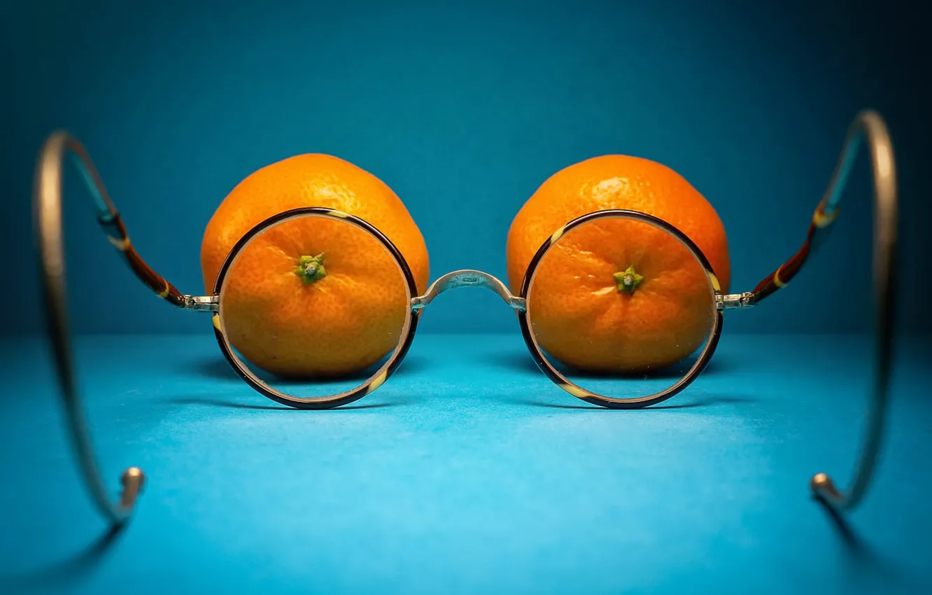 Фото обои фон, очки, мандарины