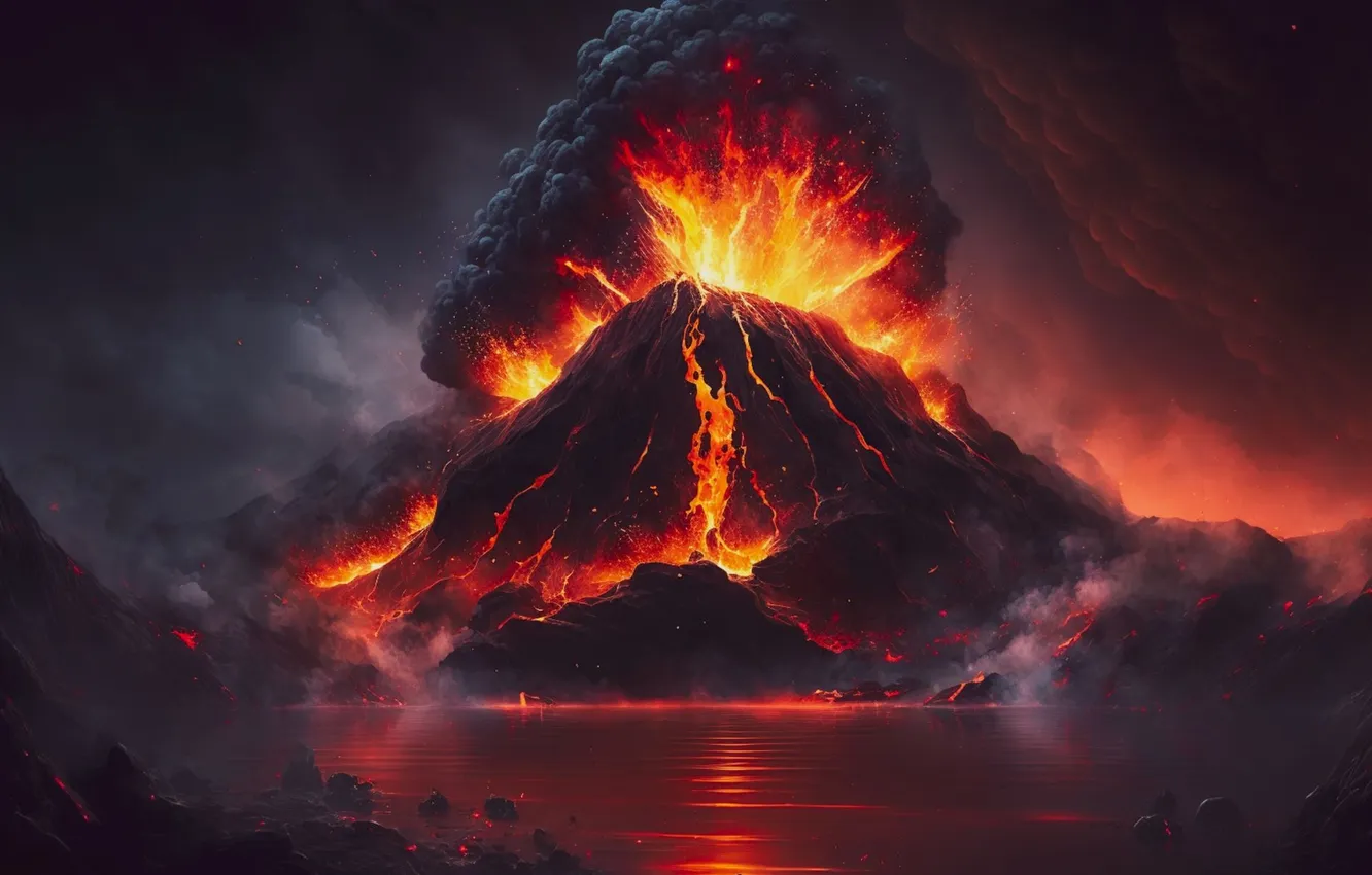 Фото обои volcano, item, erupting