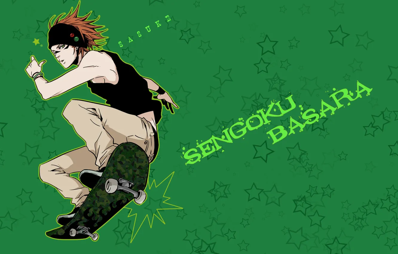 Фото обои стиль, парень, бандана, скейтборд, Sengoku Basara, Эпоха Смут