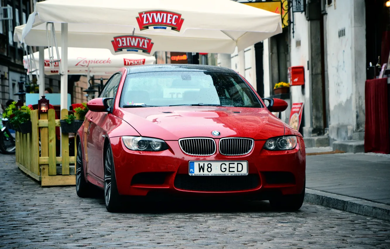 Фото обои красный, номер, BMW, Польша, Варшава, red, E92, Polska