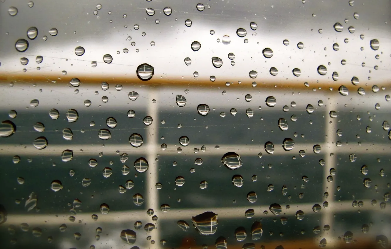 Фото обои море, стекло, капли, дождь, яхта