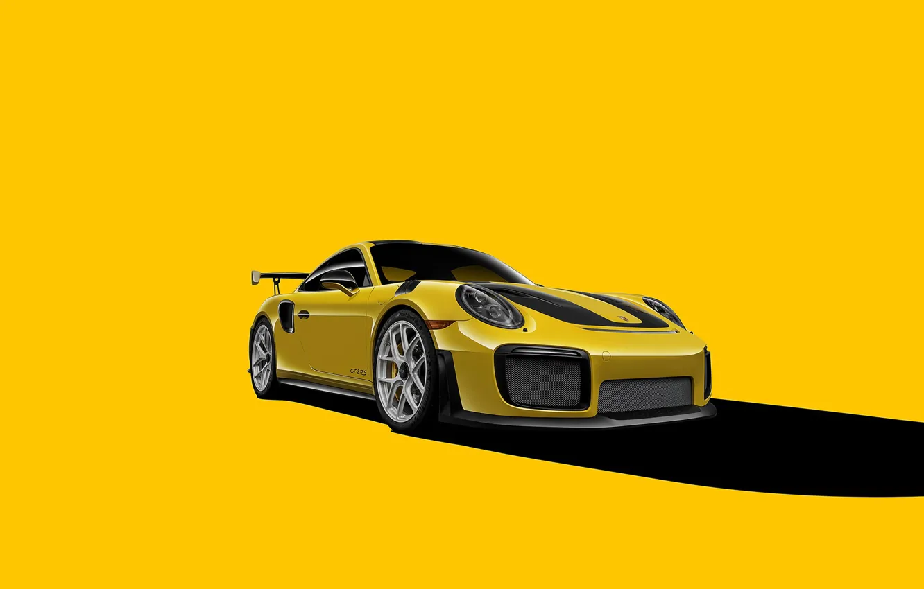 Фото обои Porsche, GT2, Yellow, VAG, Backgraund