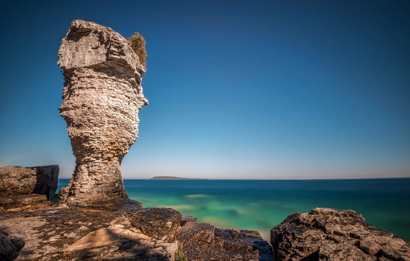 Фото обои вода, природа, скала, океан, Ontario, Tobermory