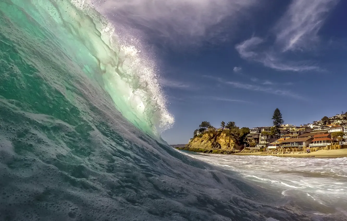 Фото обои океан, побережье, волна, Калифорния, Pacific Ocean, California, Тихий океан, Laguna Beach