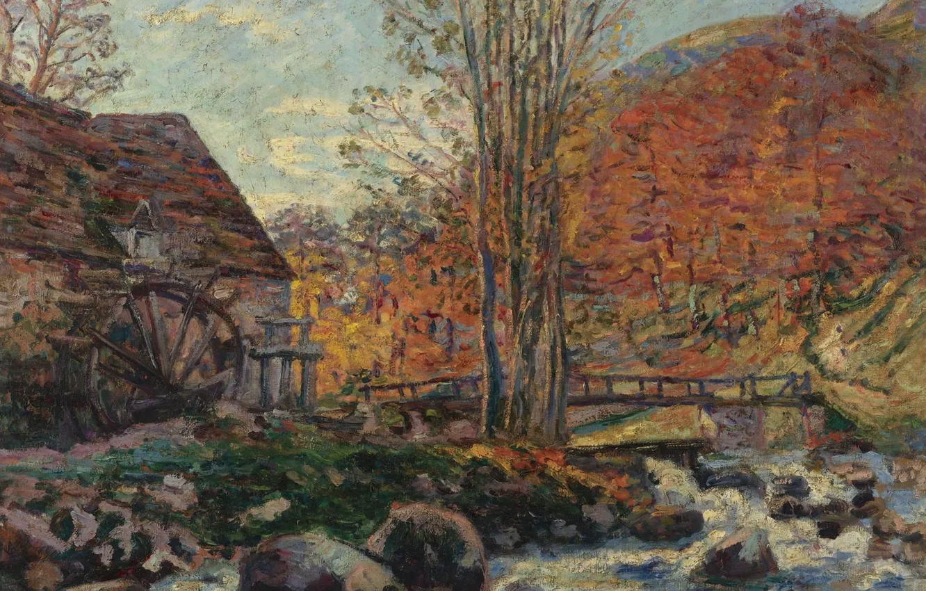 Фото обои пейзаж, картина, Мельница, Арман Гийомен, Armand Guillaumin