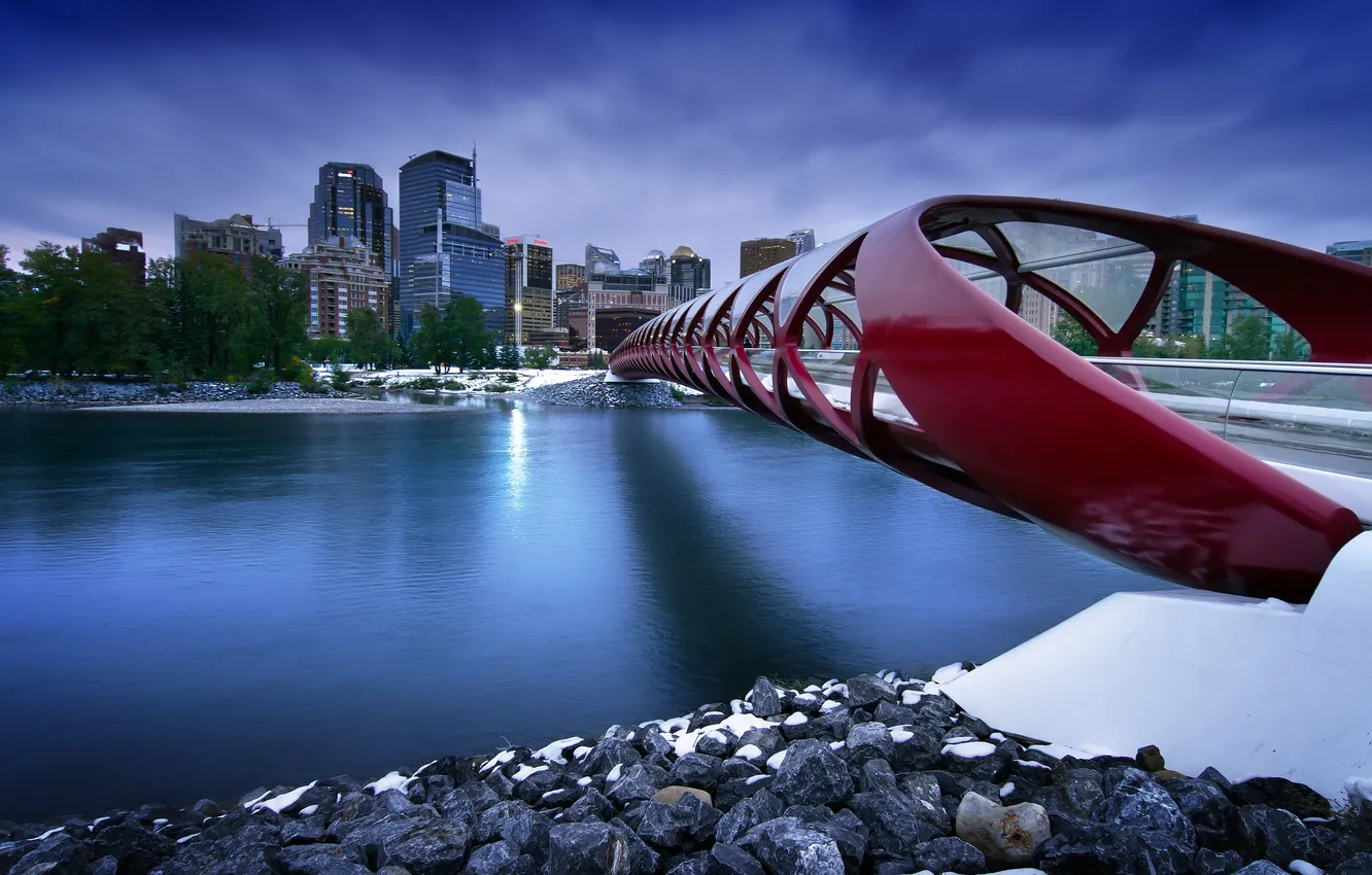 Фото обои мост, город, река, Канада