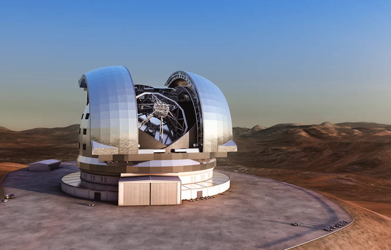 Фото обои Чили, Chile, гигантский телескоп, enclosure European Extremely Large Telescope (E-ELT), Cerro Armazones