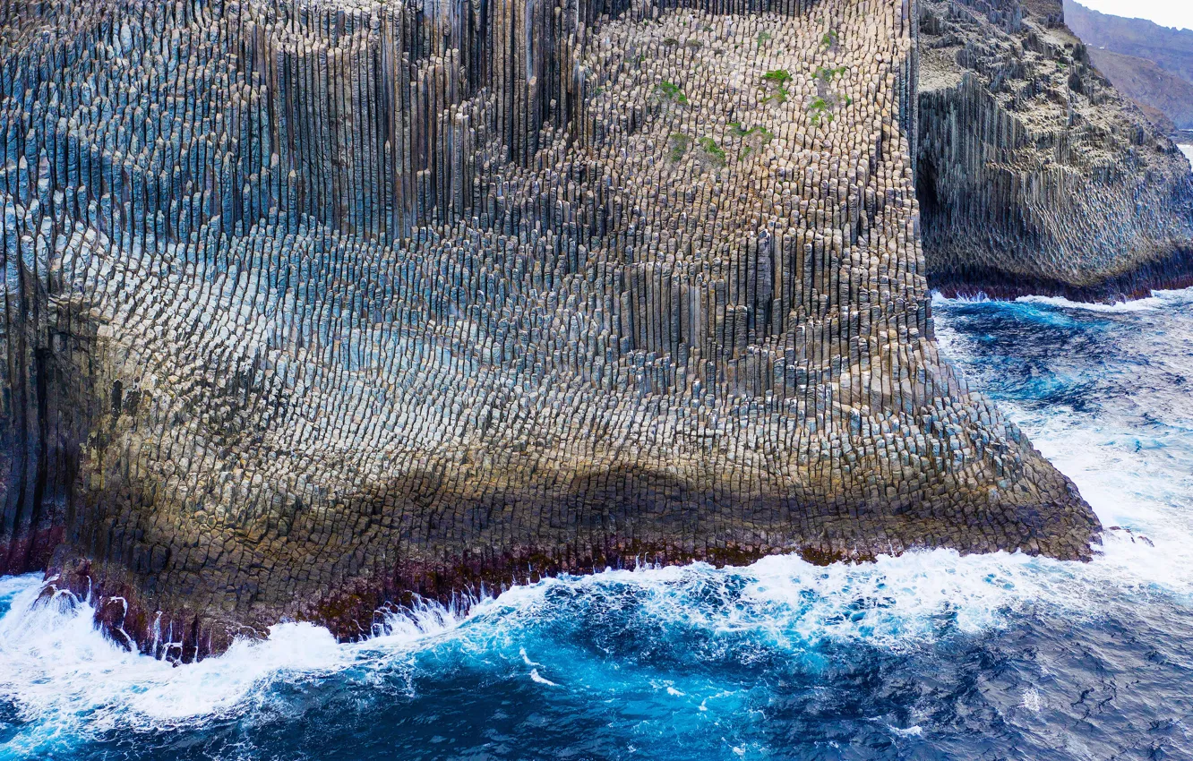Фото обои скалы, Канарские острова, базальтовые формирования, остров Гомера