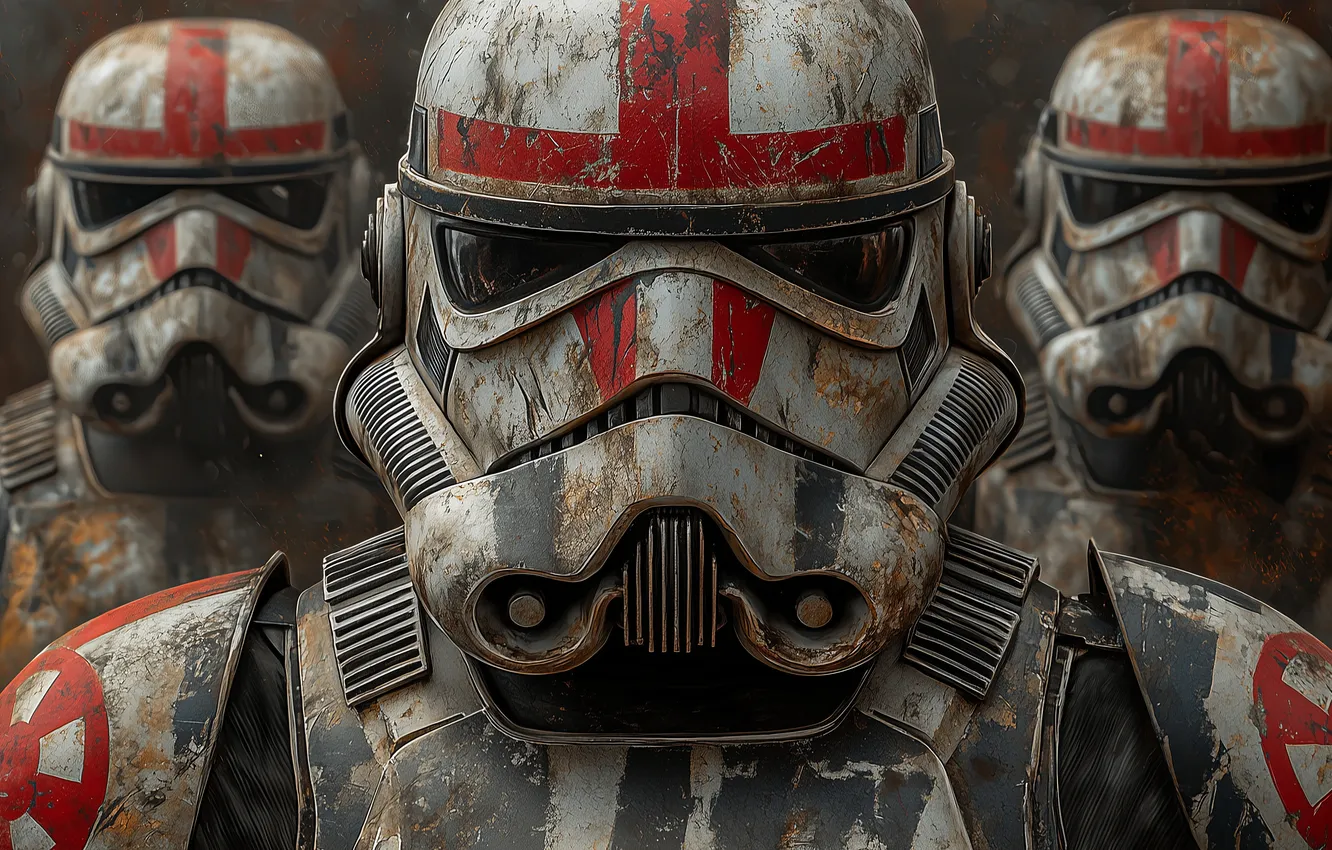 Фото обои Star Wars, шлем, soldier, armor, stormtrooper, helmet, illustration, dirty