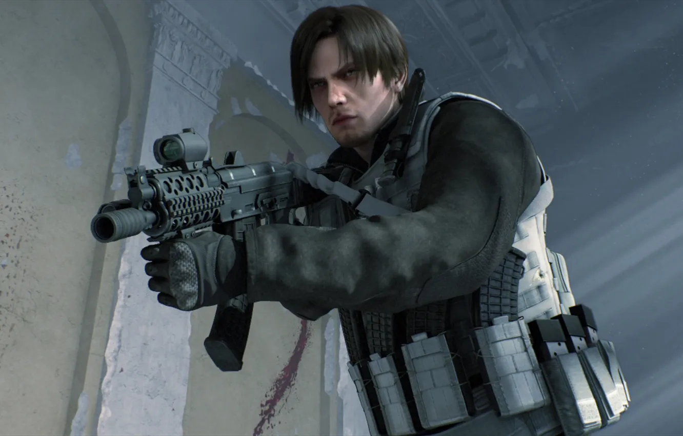 Фото обои оружие, автомат, Resident Evil, Biohazard, Leon Scott Kennedy, Resident Evil: Damnation