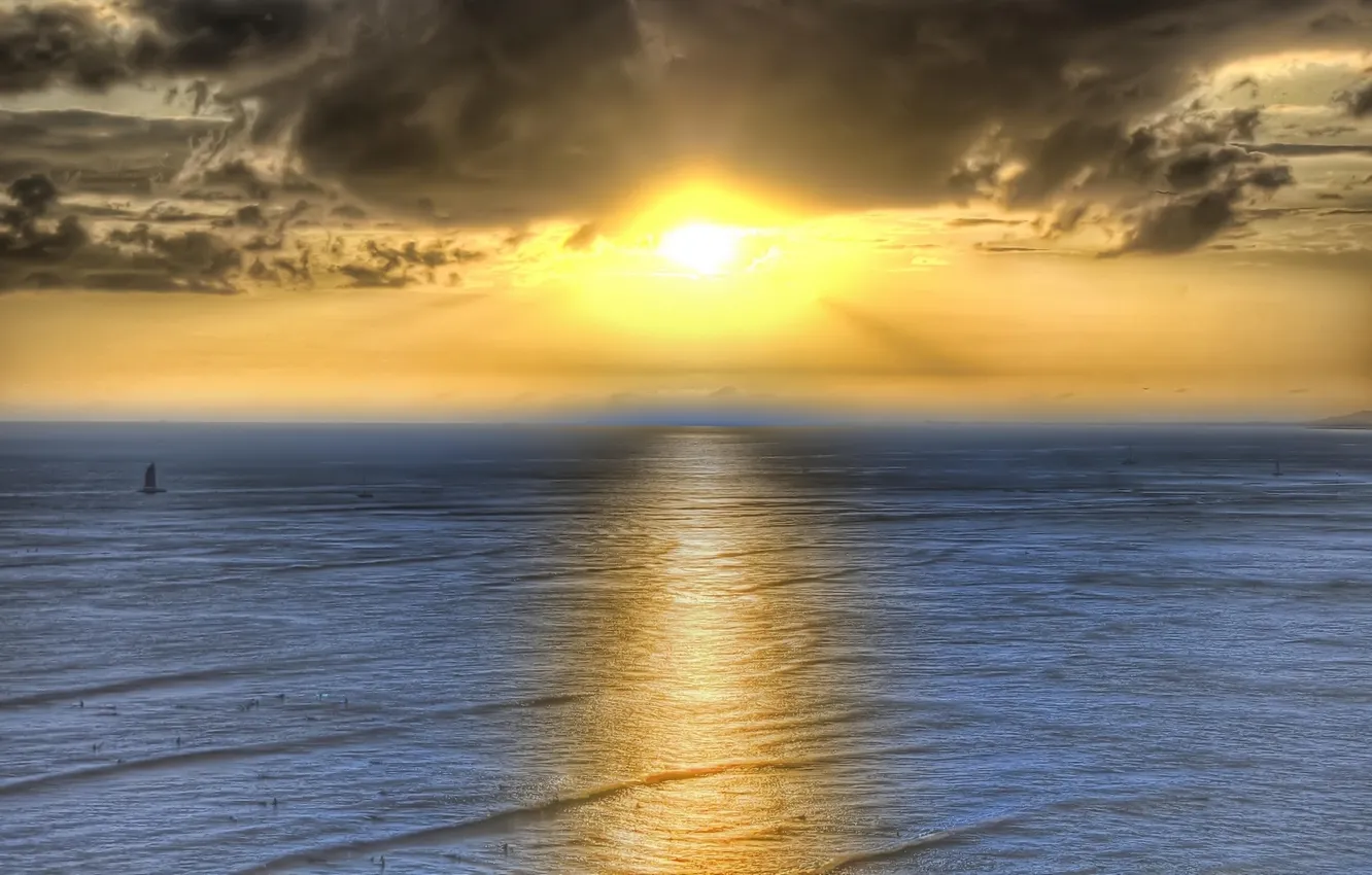 Фото обои море, солнце, яхта