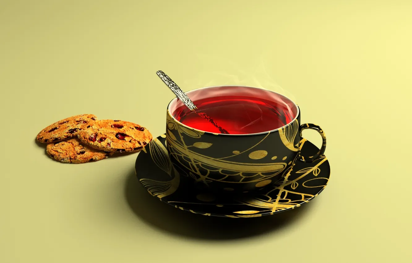 Фото обои чай, утро, чашка