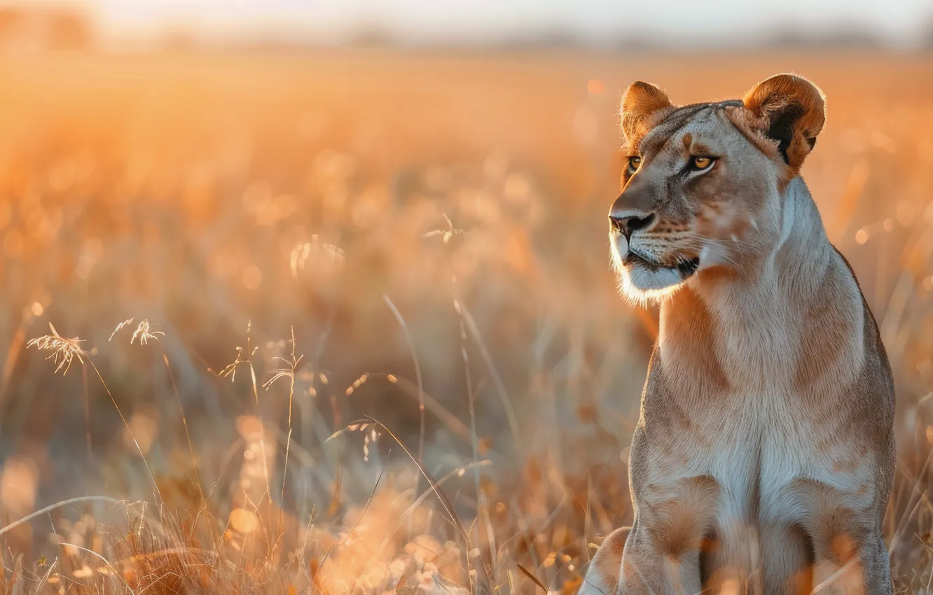 Фото обои поле, трава, взгляд, морда, свет, природа, поза, утро