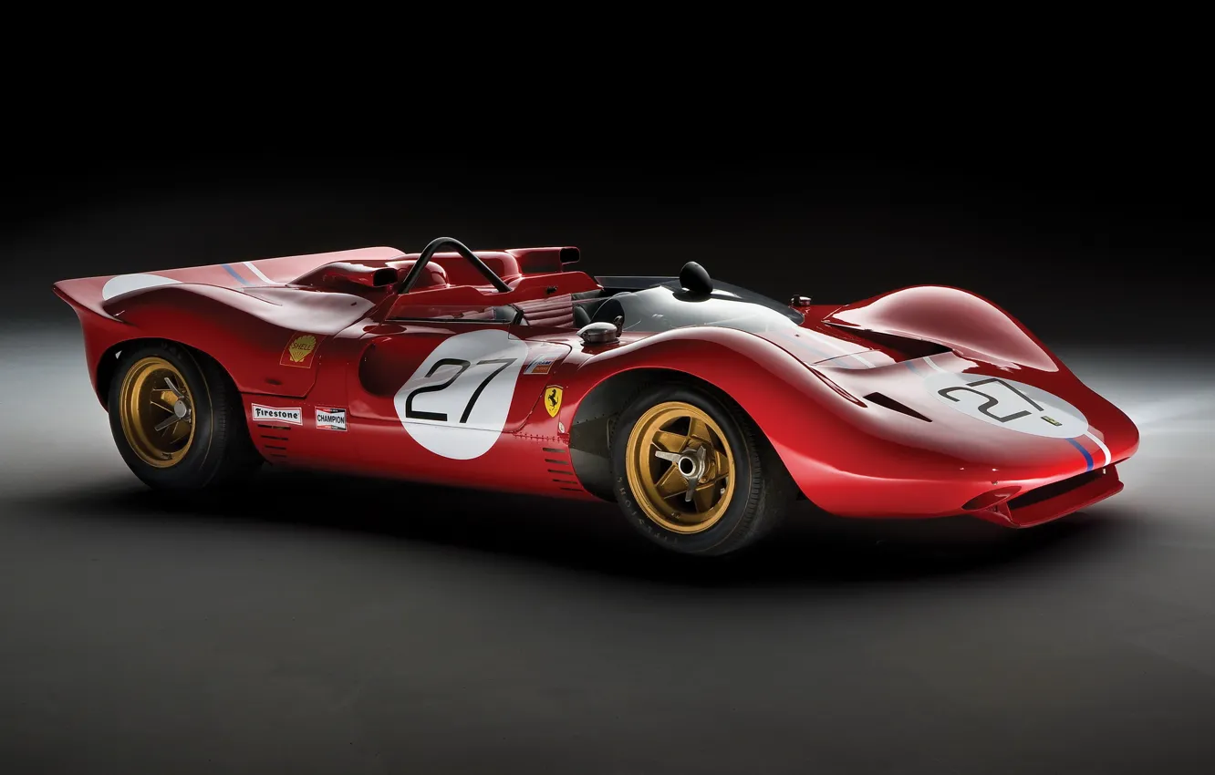 Фото обои Ferrari, 1967, 350, Спайдер, Can-Am, Классическое гоночное авто