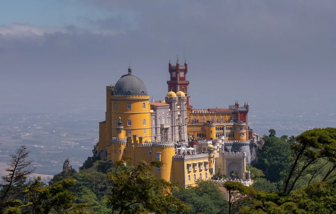 Фото обои небо, замок, холм, Sintra - Pena Palace