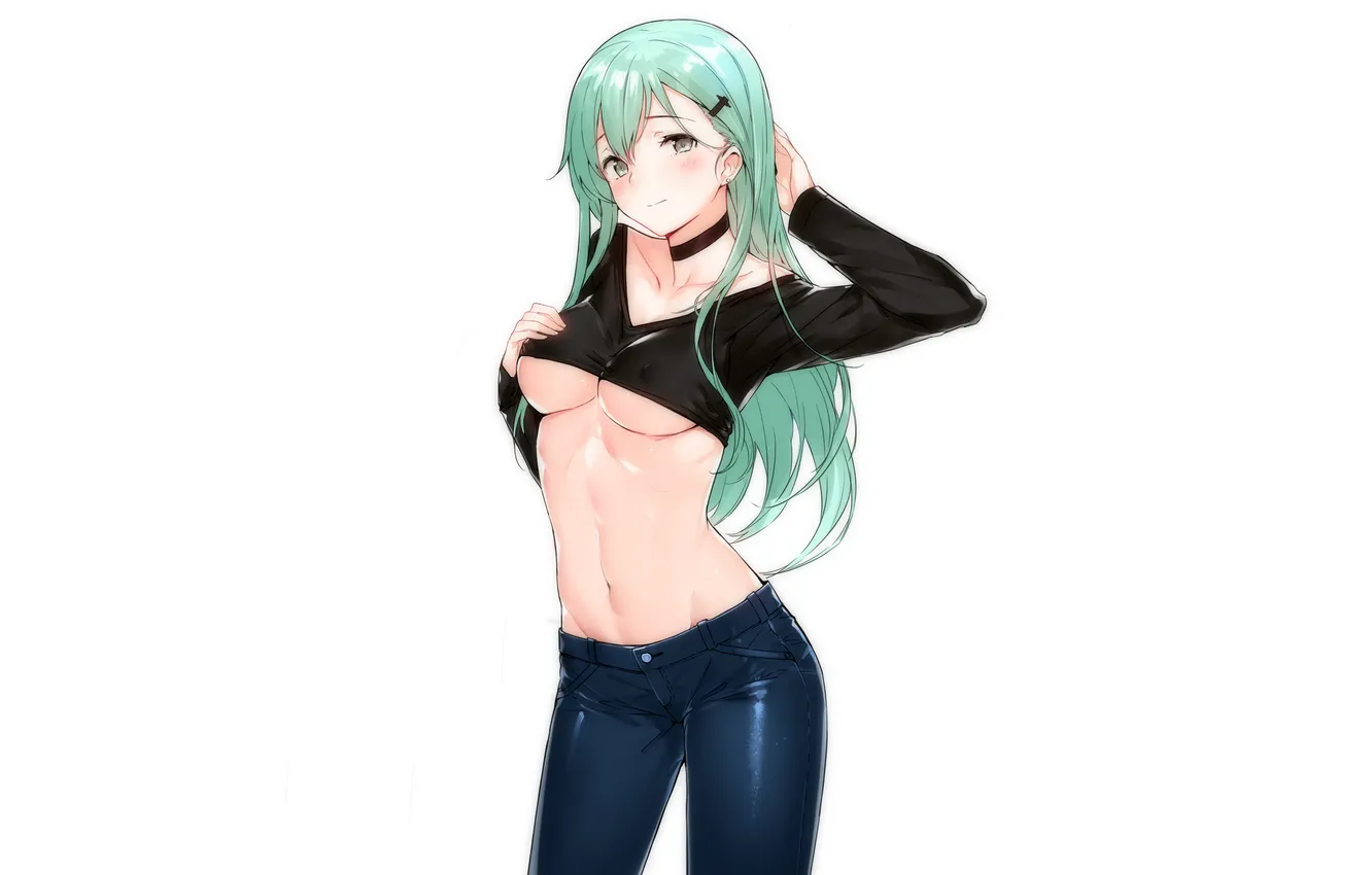 Фото обои girl, sexy, erect nipples, long hair, boobs, sexy girl, anime, beautiful