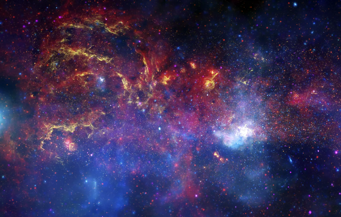 Фото обои Хаббл, Галактика, Млечный путь, телескоп, центр, Спитцер, Чандра