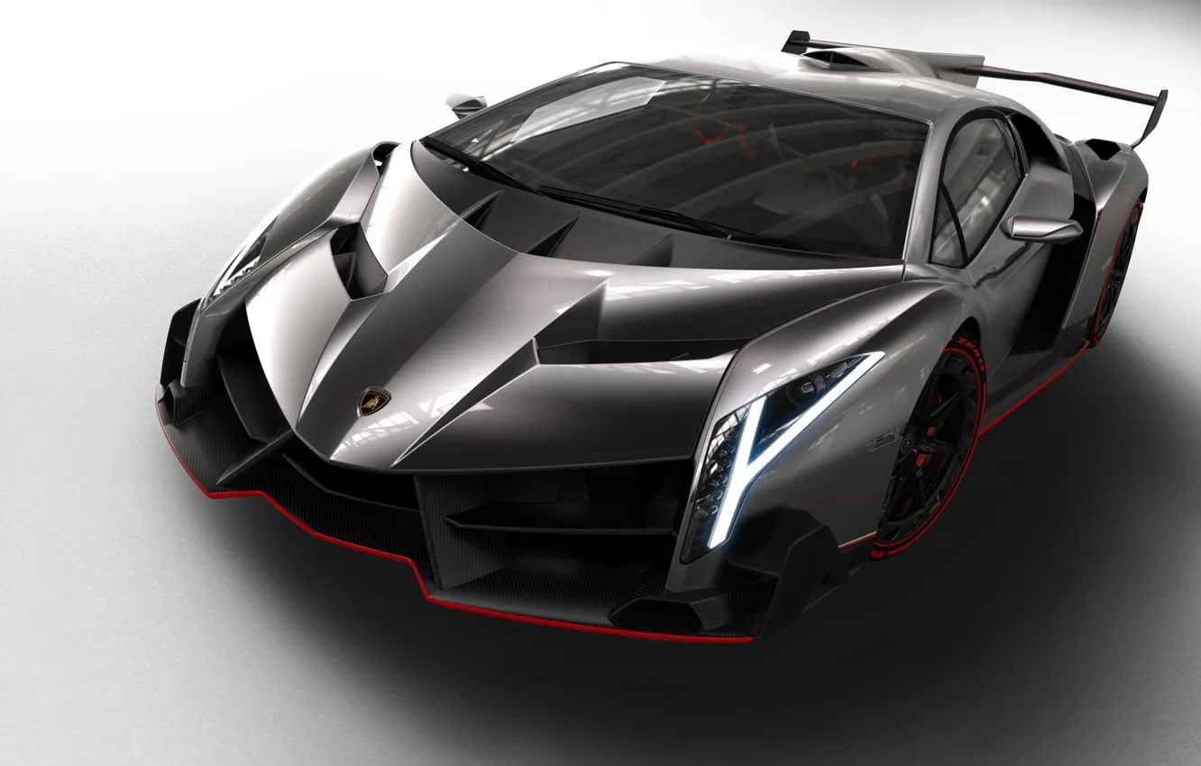 Фото обои Lamborghini, Капот, Фары, Автомобиль, Ламборгини, Передок, Veneno