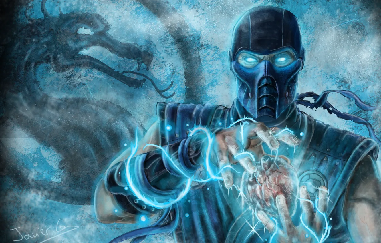 Фото обои сердце, маска, mortal kombat, Sub-Zero