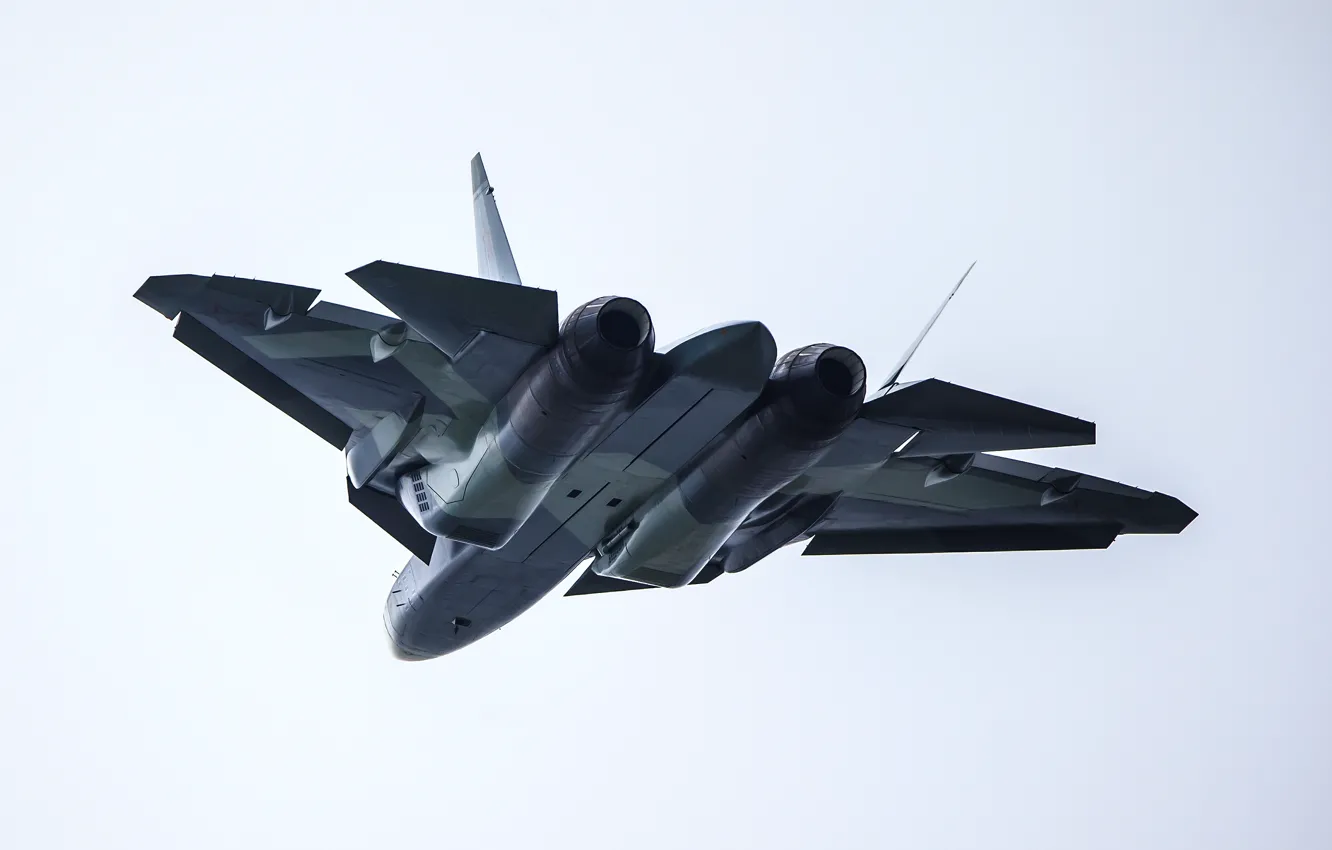 Фото обои небо, самолет, истребитель, Многоцелевой, пятого поколения, сверхзвуковой, Владислав Перминов, ПАК ФА Т-50