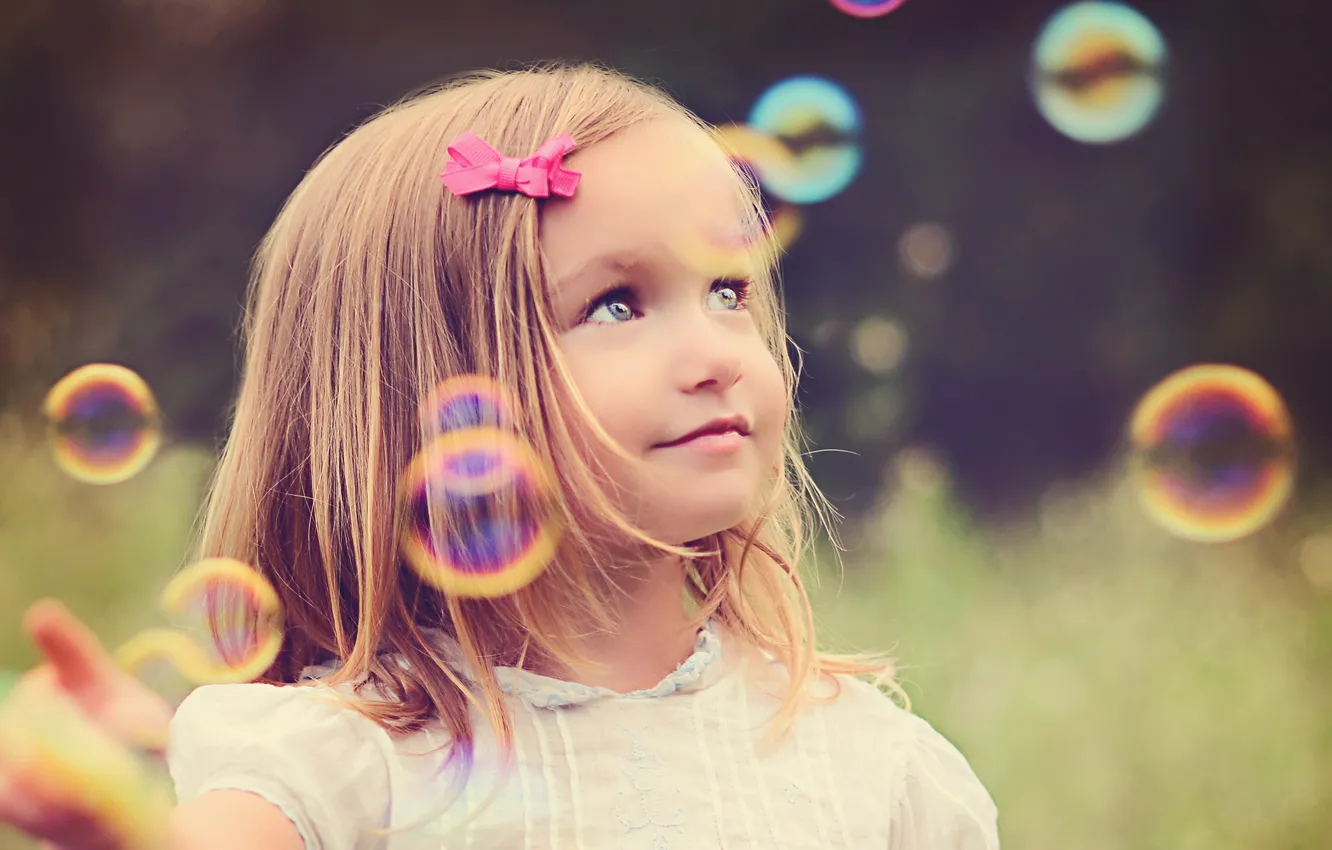 Фото обои пузыри, настроение, девочка
