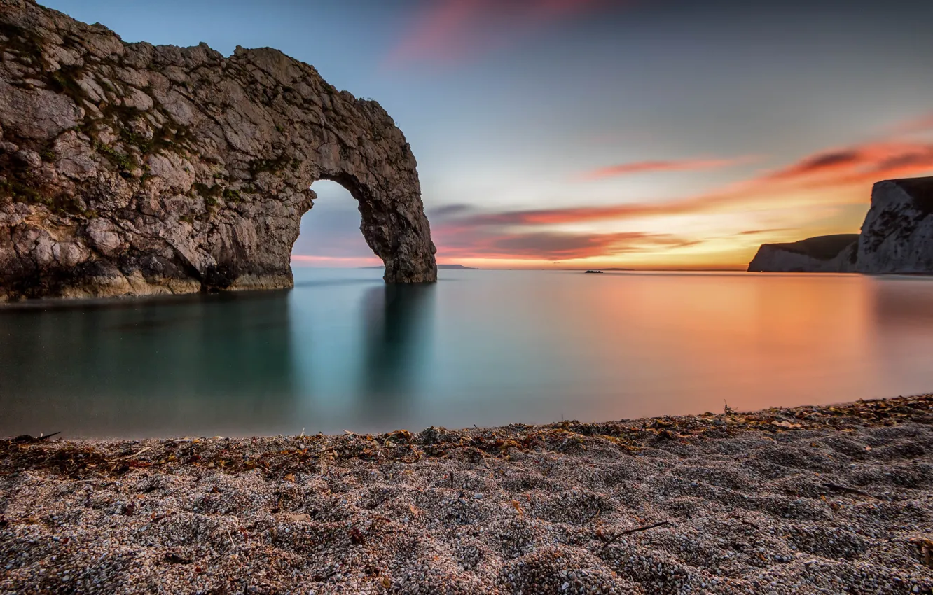 Фото обои море, закат, побережье, Англия, England, Durdle Door