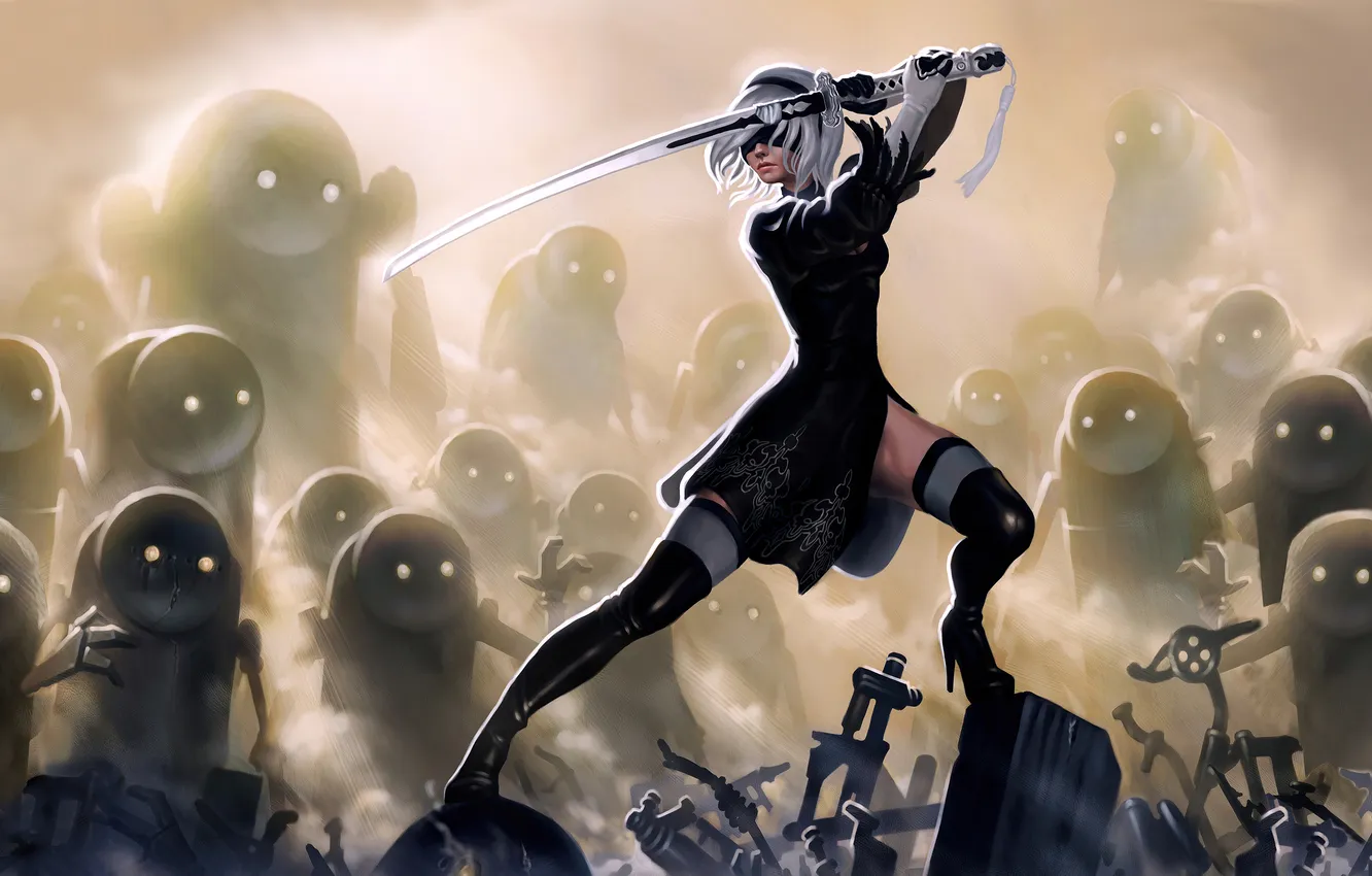 Фото обои nier, warrior, automata