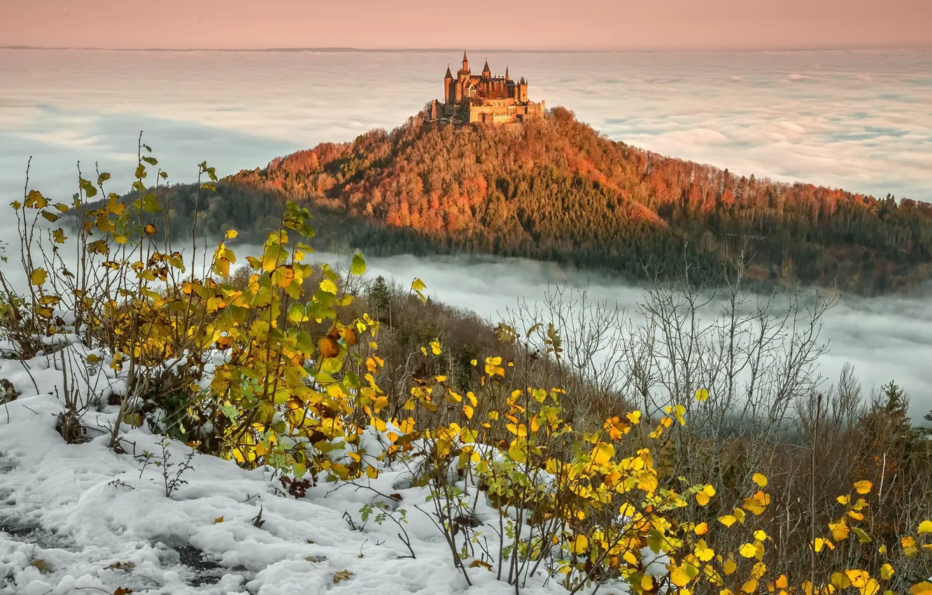 Фото обои Winter, Burg Hohenzollern, Baden Württemberg, Schwäbische Alb