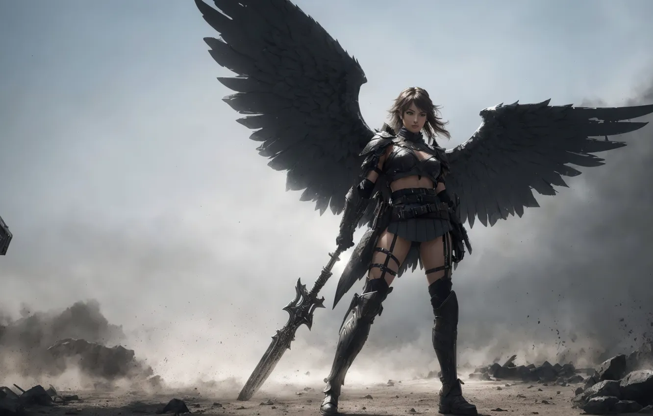 Фото обои battlefield, girl, armor, art, painting, digital art, fantasy art, valkyrie