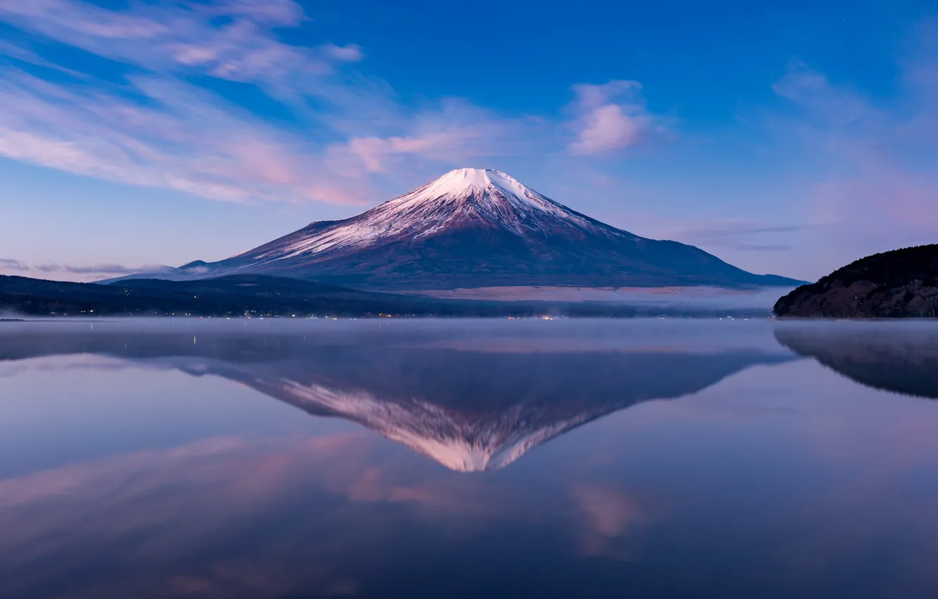 Фото обои небо, пейзаж, отражение, гора, вулкан