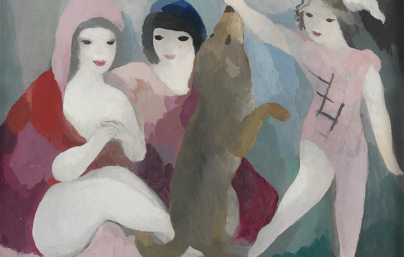 Фото обои Модерн, 1928, Marie Laurencin, Три женщины и собака