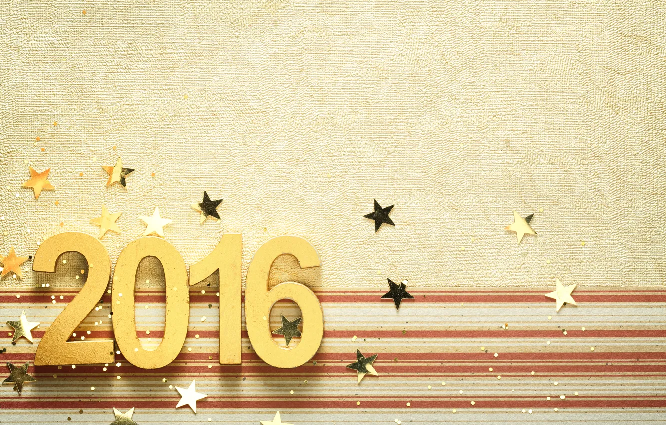 Фото обои Новый Год, цифры, golden, New Year, Happy, 2016