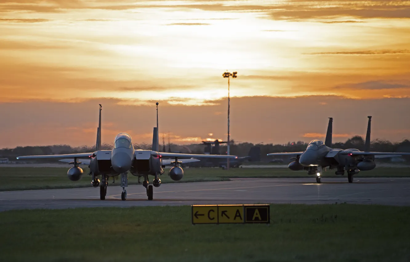 Фото обои ВВС США, американский двухместный истребитель-бомбардировщик, McDonnell Douglas F-15E Strike Eagle