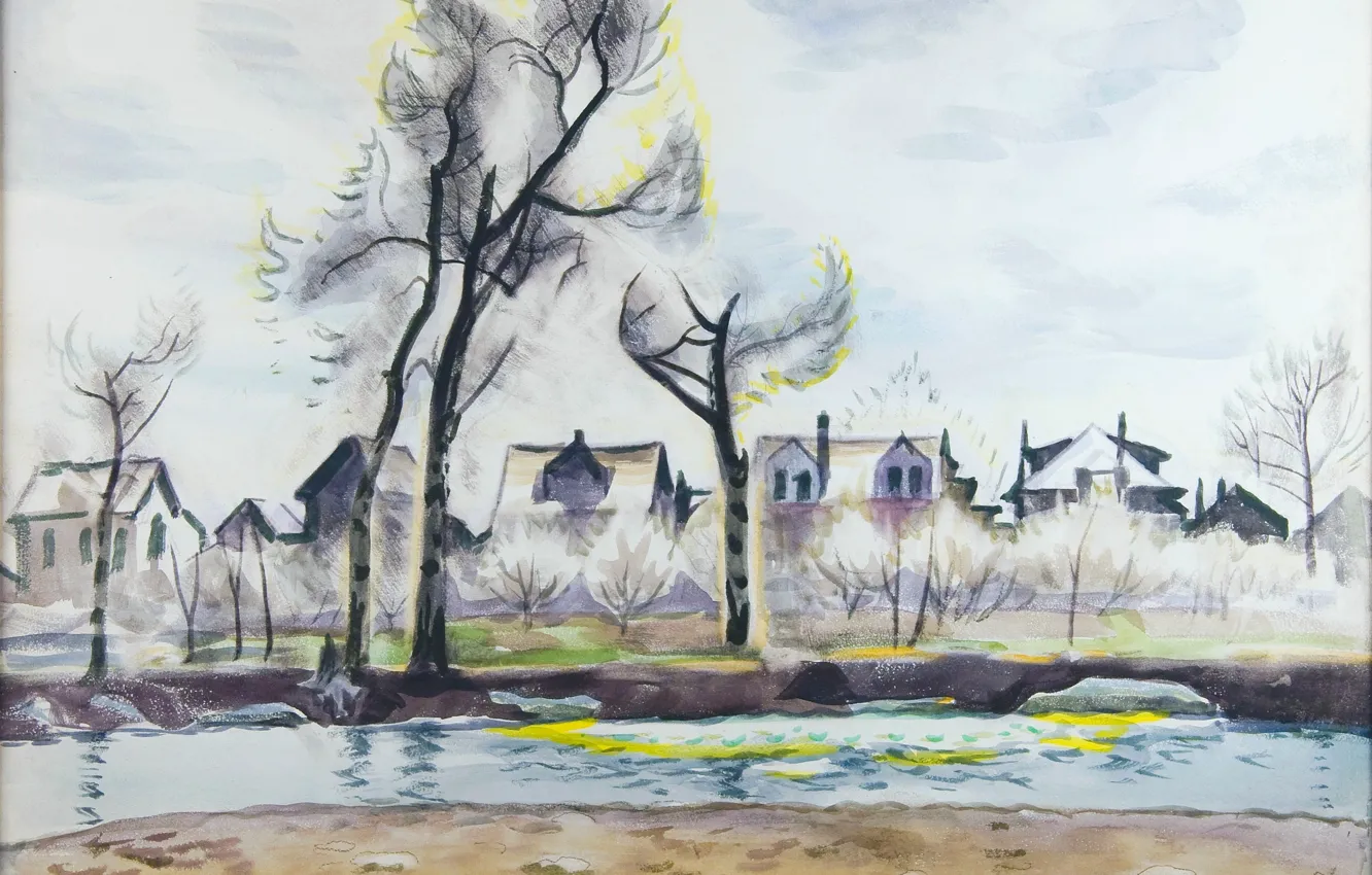 Фото обои 1933, Charles Ephraim Burchfield, Mid-April Landscape