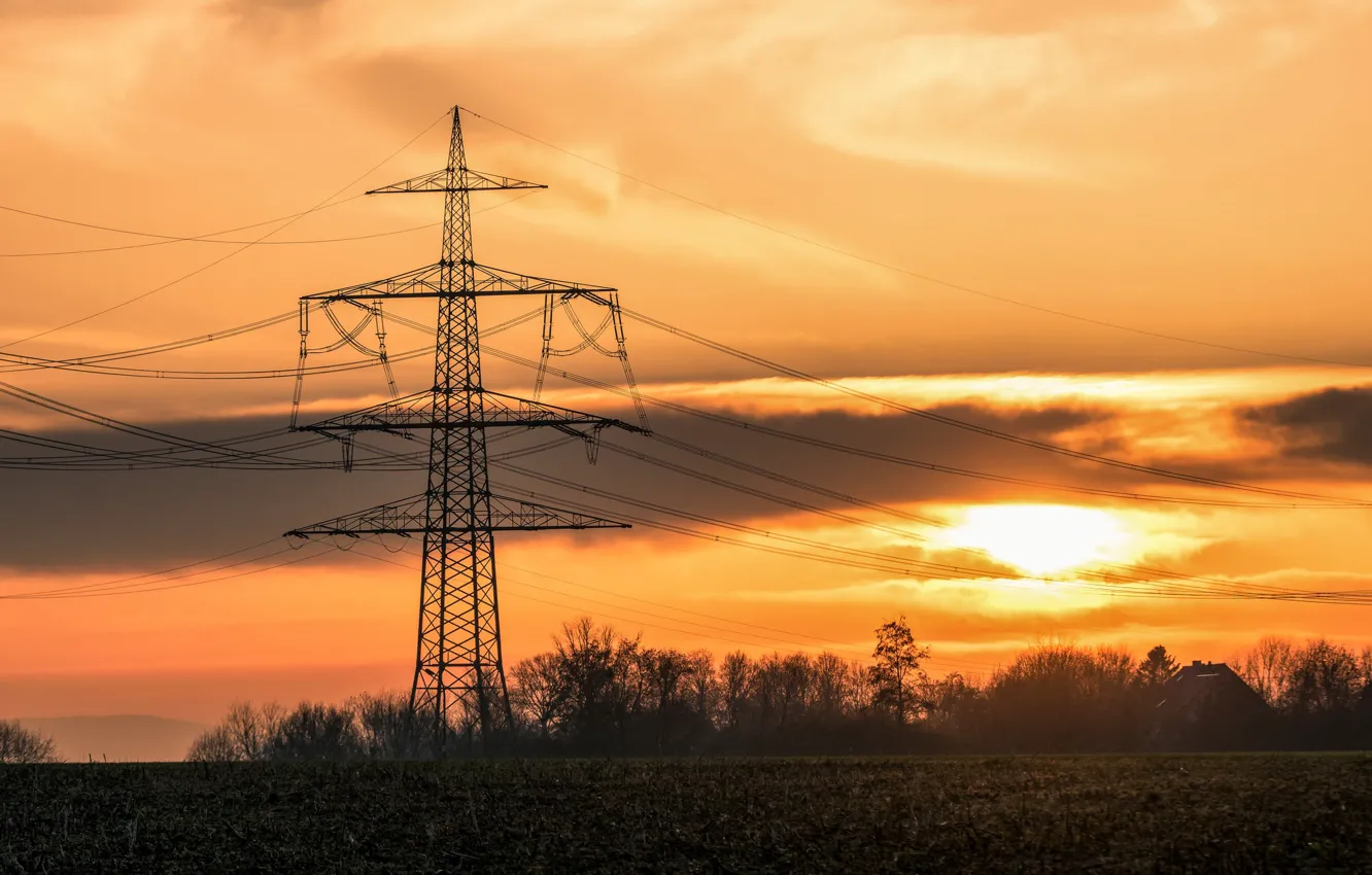 Фото обои небо, ночь, лэп