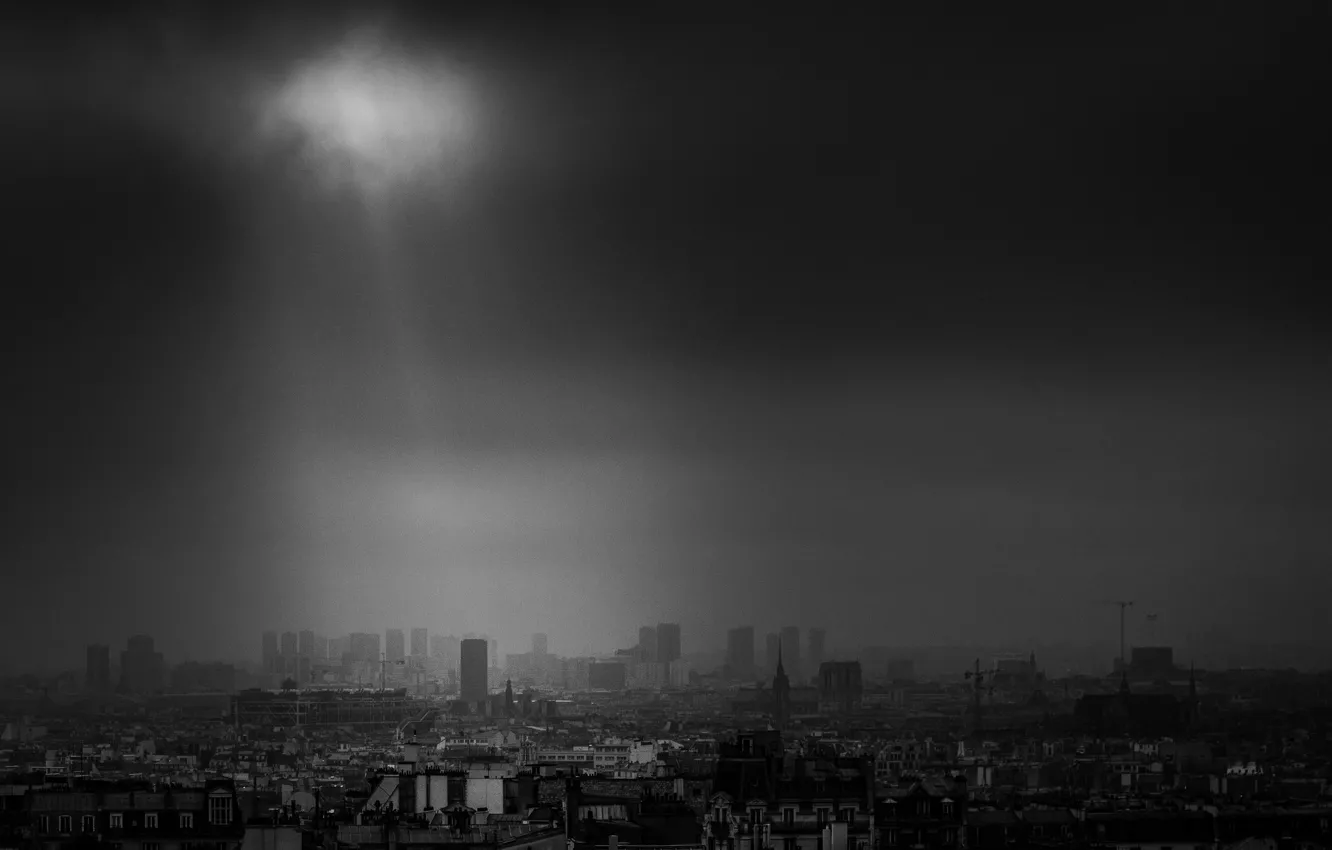 Фото обои Paris, storm, France, sunray