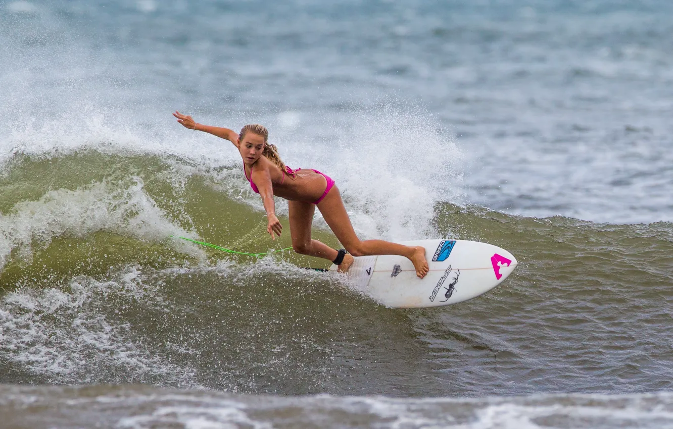 Фото обои океан, спорт, волна, серфинг, surfing, девушка.доска