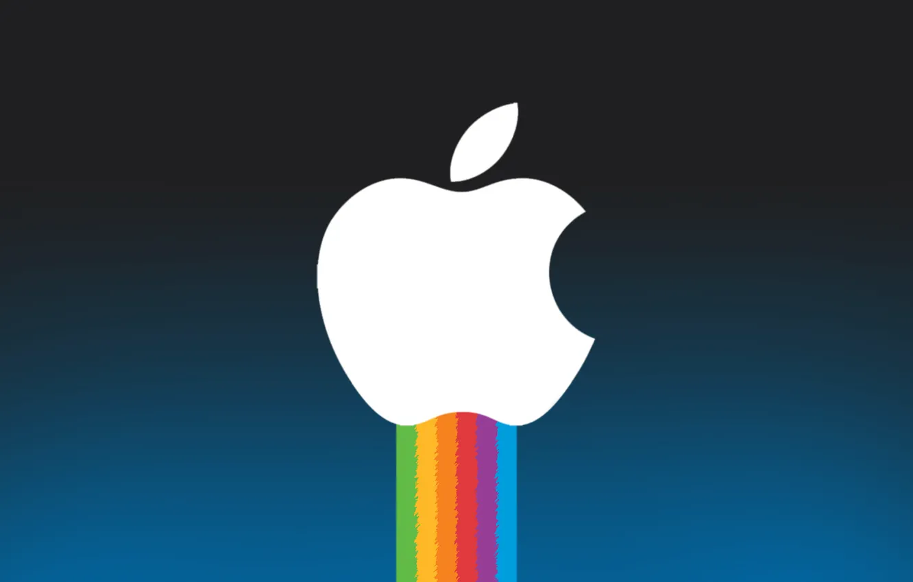 Фото обои Apple, яблоко, радуга, Steve Jobs